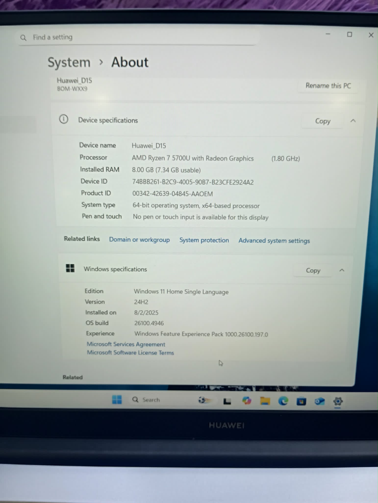 Huawei MateBook D15 2021